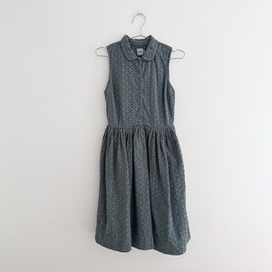 ASOS Sage Green Eyelet Cotton Dress Sleeveless Button Front Summer Dress Size 6